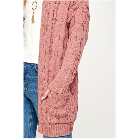 Cozy Chenille Pockets Open Front Loose Fit Cardigan - Picture 8 of 12